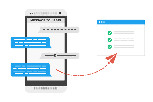 alcohol recovery text message with airplaine icon
